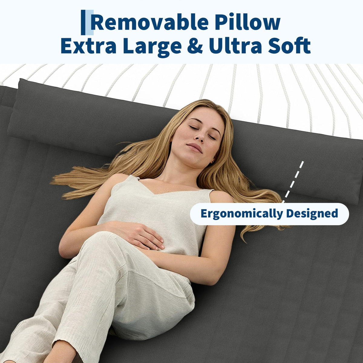 Capacidad de 205 kg y almohada suave incluida de la hamaca doble Garvee