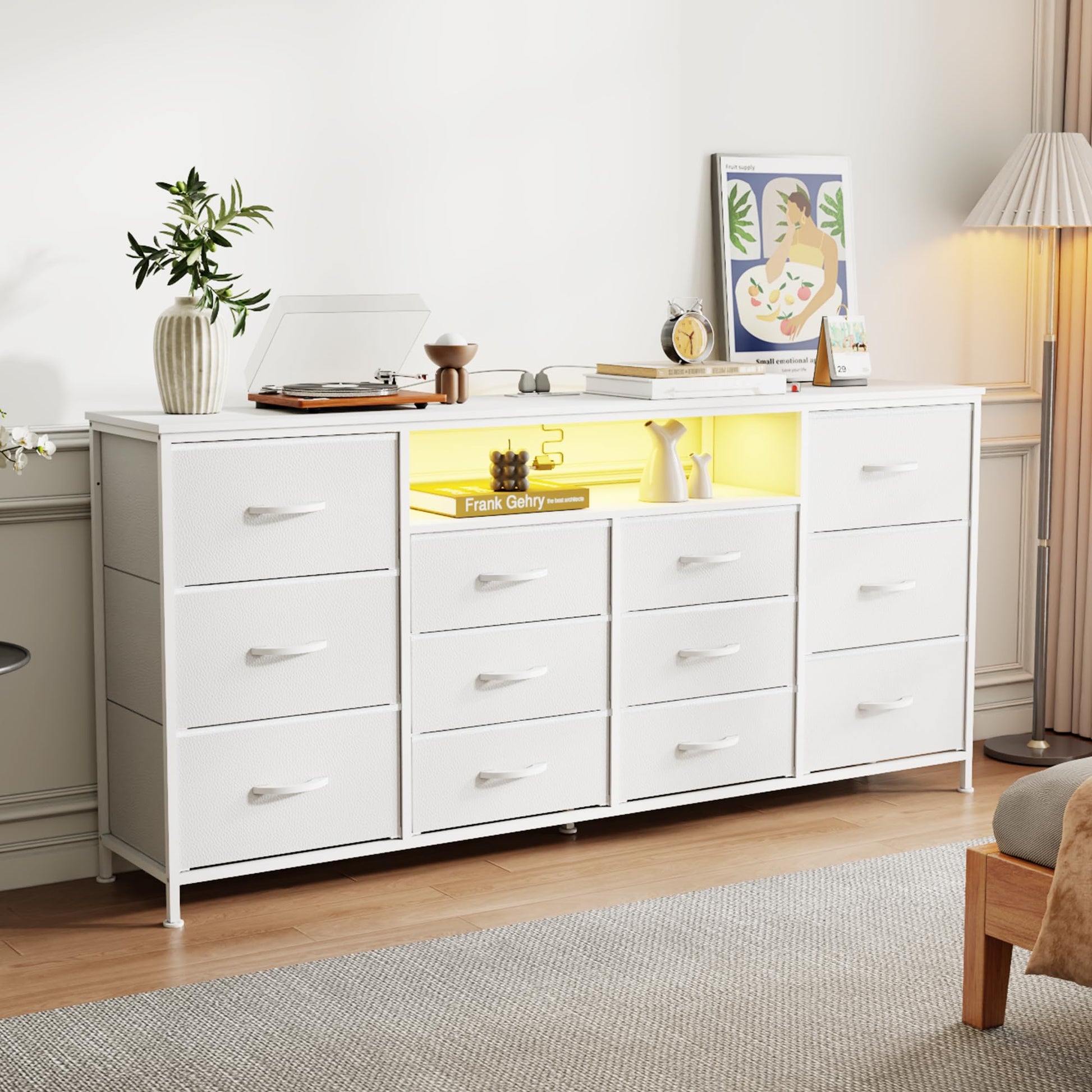 MDF premium, marco metálico y patas niveladoras del mueble TV Garvee